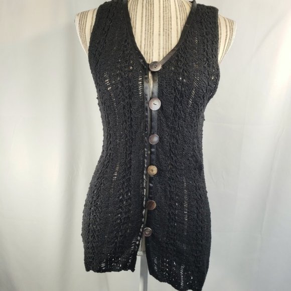 Anthropologie Sweaters - Anthro Elaris Dark Academia Black Sweater Vest Sma
